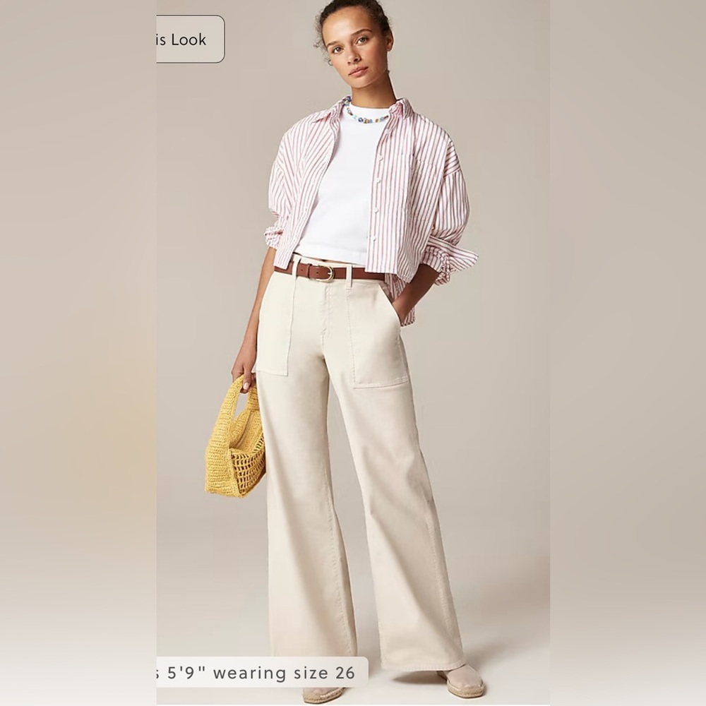 J. Crew Wide-Leg Pants in Cream